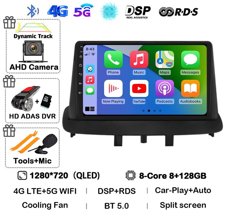 Android 14 Carplay Auto For Renault Megane 3 Fluence Samsung SM3 2008 2009 2010 2011-2014 Car Radio GPS Multimedia Player Stereo
