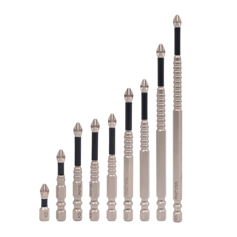 

Durability 9Piece Magnetic Screwdriver Drill Bit with NonSlip Handle for DIY and Professional Use Double Slots Shank 1