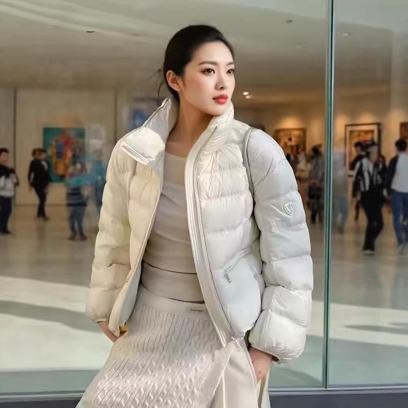 White duck down puff short ribs down jacket women's winter new stand-up collar small warm versatile jacket tide