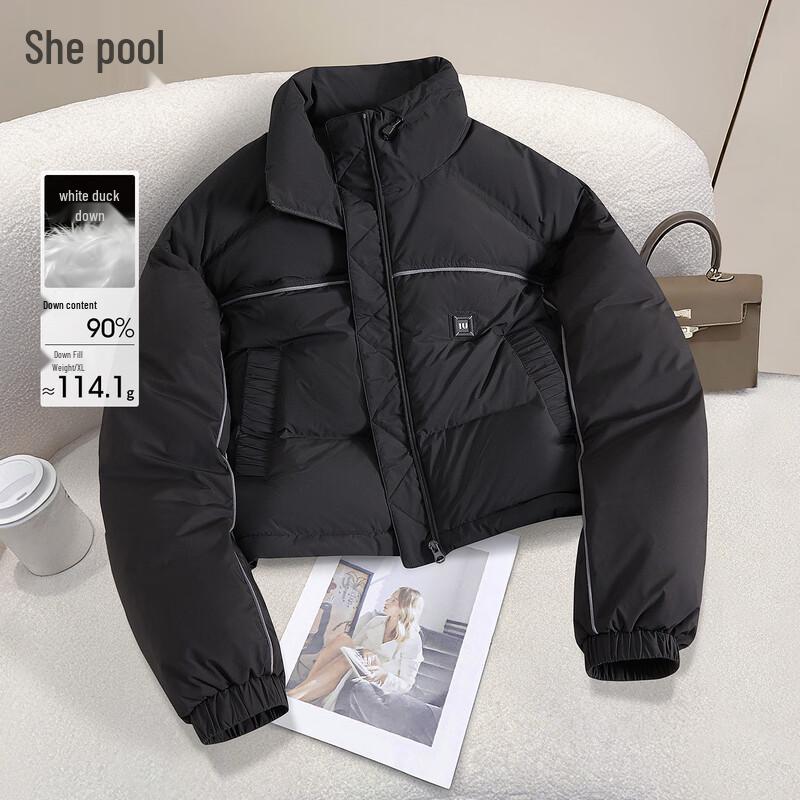 

Женский короткий пуховик с воротником-стойкой, 90% пух L