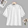 ZANZEA Summer Women Round Neck Short Sleeve Crochet Embroidery Casual Blouse