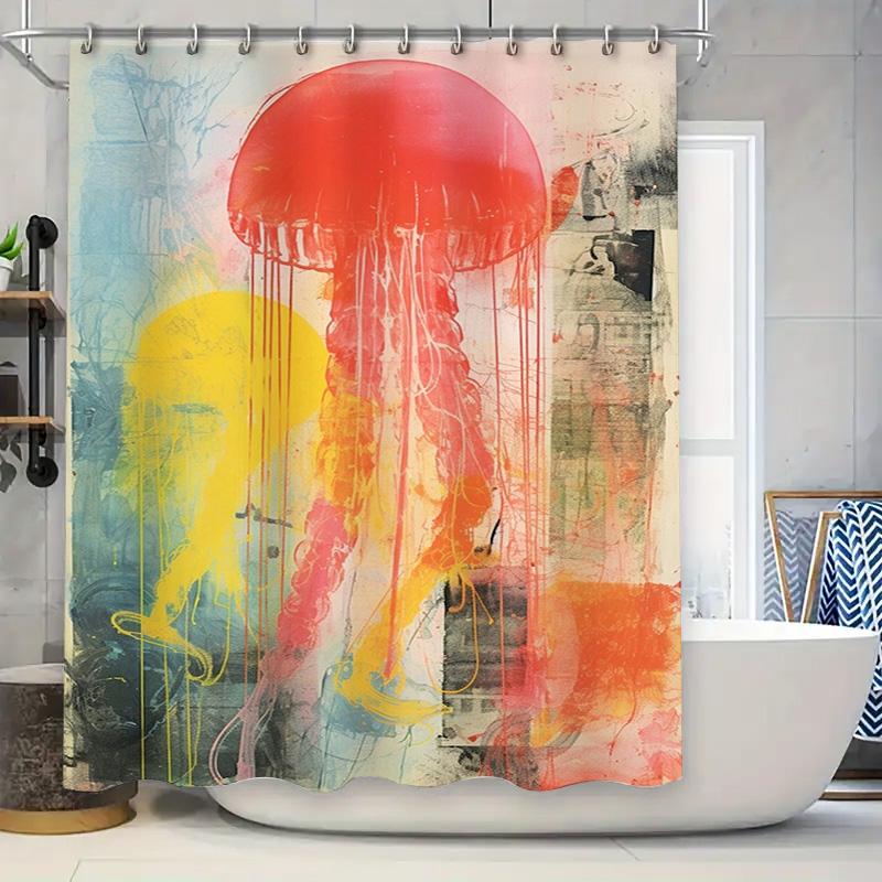 

Vibrant Jellyfish Shower Curtain Bathroom Decor With Modern Art Print Waterproof Fabric For Home Bathing Area Various Sizes Avai W60H190(CM)-1 Pcs