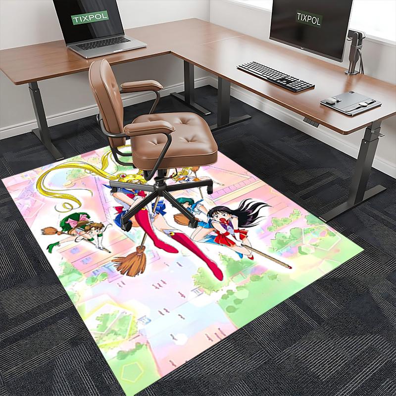 1pc Sailor Moon Anime Cartoon Design Office Chair Mat Non-Slip Carpet for Home Decor, Living Room, Bedroom, Game Room - Perfect Gift for Fans.O012