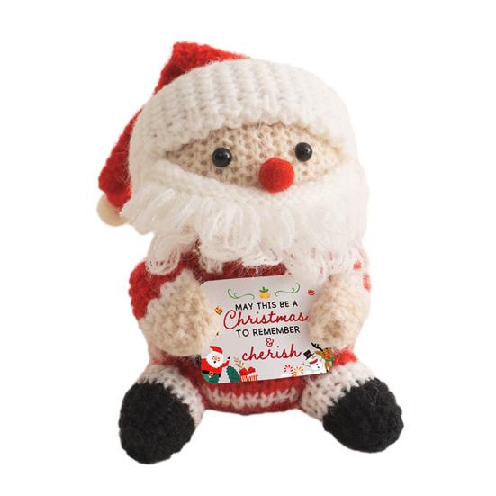 

Christmas Doll Mini Funny Positive Santa Claus Snowman Crochet Knitted Toy with Inspirational Card Stocking Stuffers Winter Decor Xmas Santa Claus