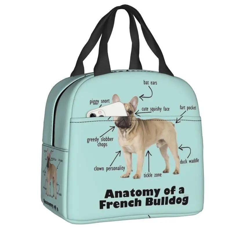 Cute Frenchie Dog Lover Resuable Lunch Box for Women Leakproof French Bulldog Cooler Thermal Food Insulated Lunch Bag School