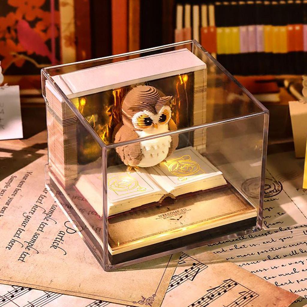 3D Owl Calendar 2026 Time Piece Calendar Owl-Shaped Tear Away Mini Desk Calendar Carving Art Notebook Tearable Table Notepad