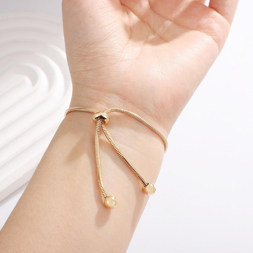 Adjustable Copper Bracelet Handmade DIY Beaded Sliding Snake Bone Chain Minimalist Jewelry for Women Men
