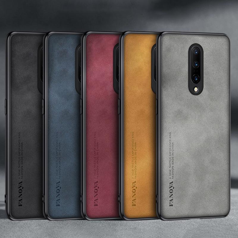 Lyxigt läderfodral för OnePlus 7 7T 8 Pro 8T fodral Matt silikontelefonfodral för OnePlus 5 5T 6 6T One Plus 7 8 T 7Pro Coque