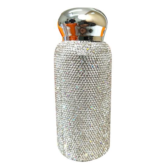 Rhinestone Thermal Cup Stainless Steel Mini Insulated Bottle Portable Bling Travel Mug Luxury Gift for Women