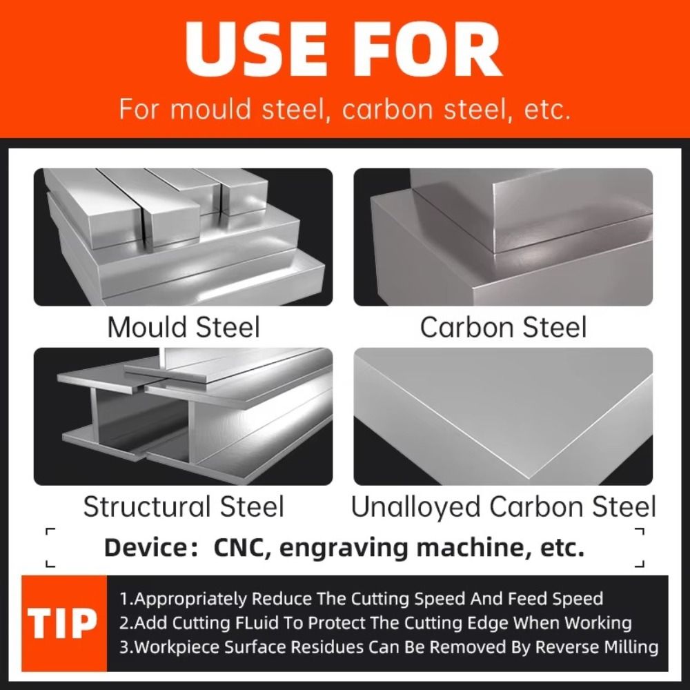 HSS M2 End Mill HRC65 Alloy Carbide Milling New Spiral Router Bit  Aluminum Stainless Metal