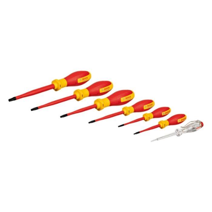 Bosch Professional Set de tournevis TX VDE (avec testeur de phase unipolaire – 7 pieces)