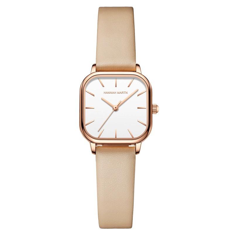 Hannah Martin 1591 Square Women Watch Fashion Leather Strap Style Clock Casual Waterproof Quartz Movement Watch for Girls Hannah Martin 1591
