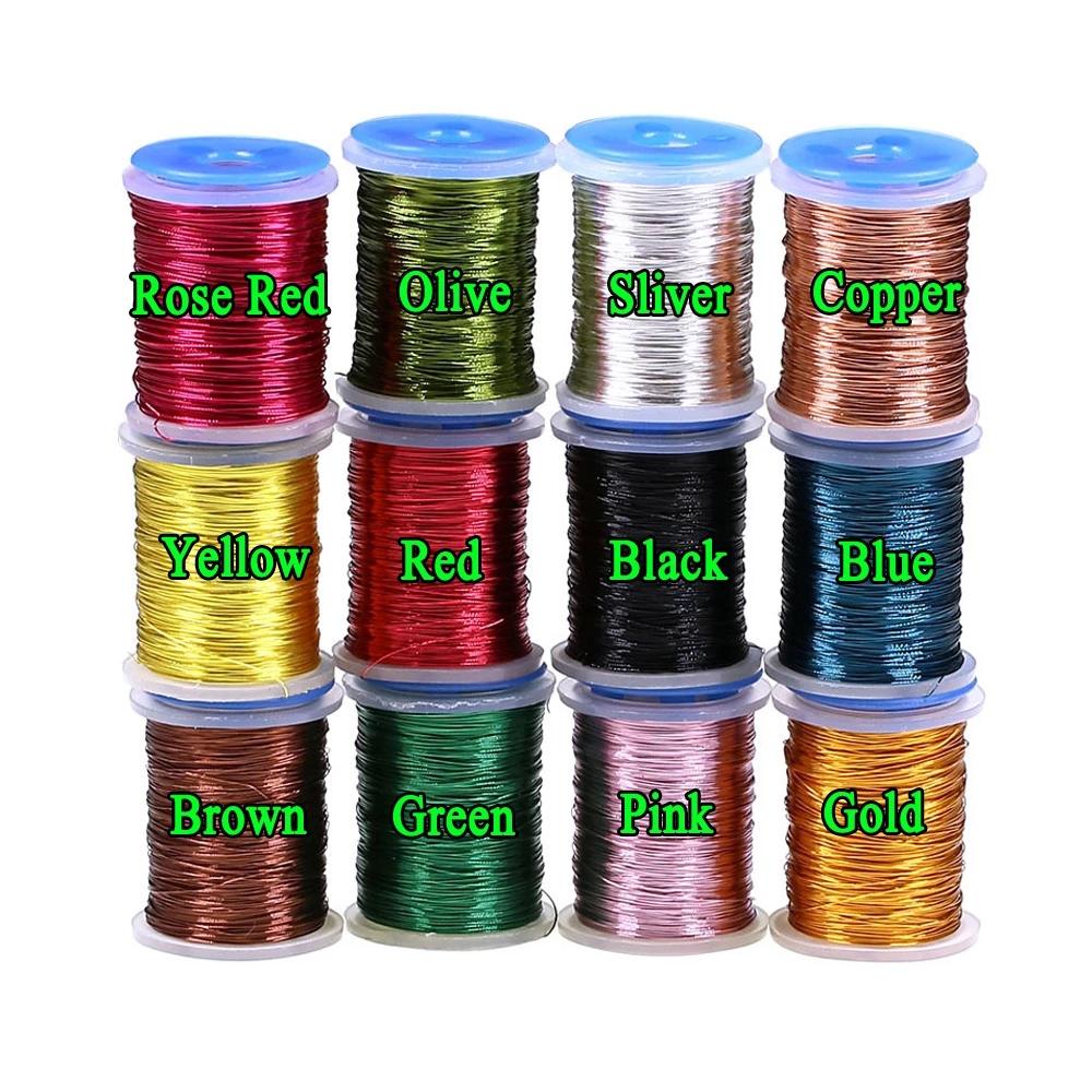 Bimoo 0.2mm 12 Colors Fly Tying Copper Wire Body Weighted Lure Material Great for Nymphs Copper John Streamers Dubbing Buzzers