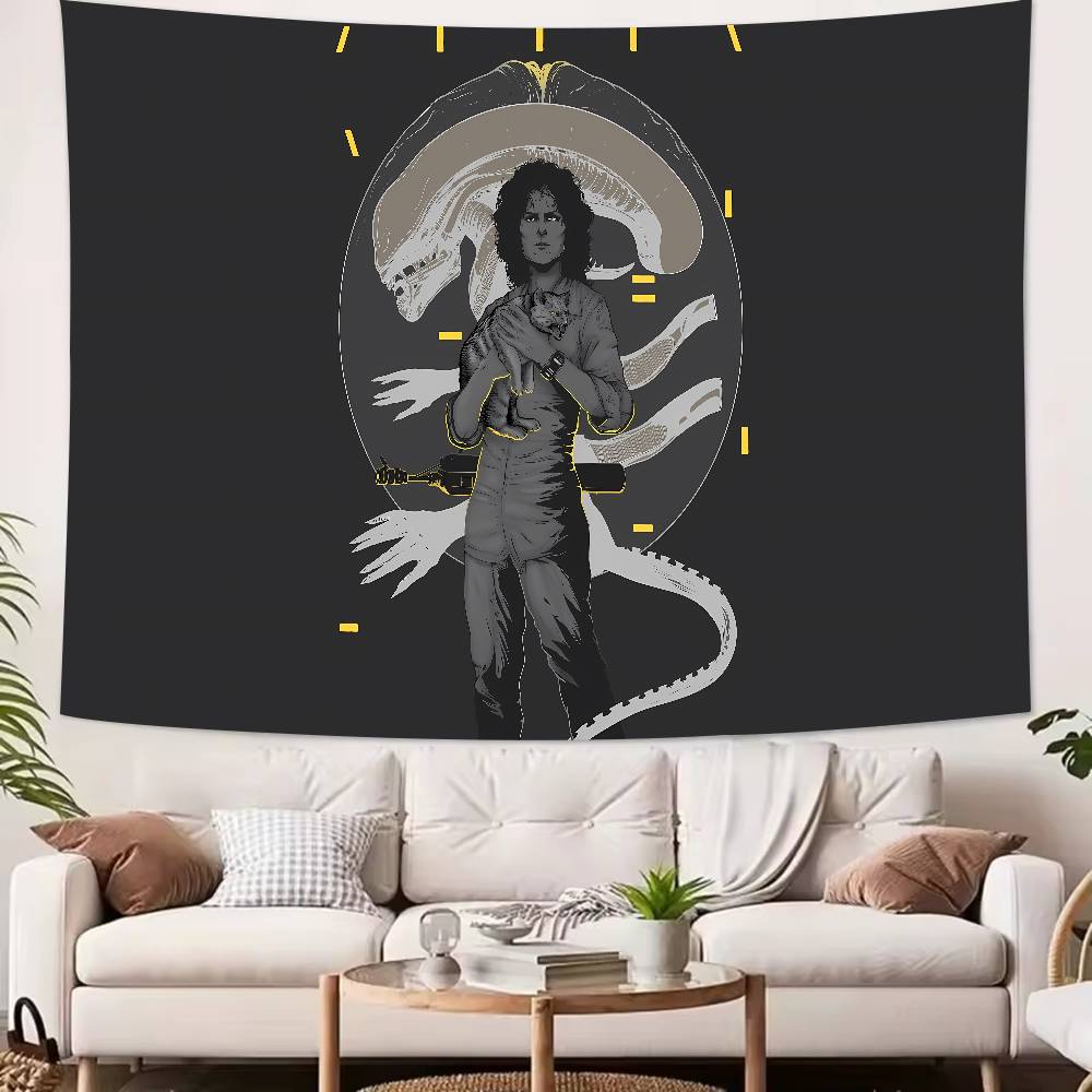 Science Fiction Horror Movie Alien Tapestry Decoration Bedroom Dormitory Background Cloth Holiday Home Living Room Club Tapestry
