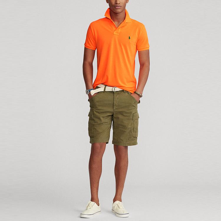 Polo Ralph Lauren SS22 Solid Color Logo Embroidered Half Button Pullover Short Sleeve Polo Shirt Men Tops Orange MNPOKNI1N820669-800
