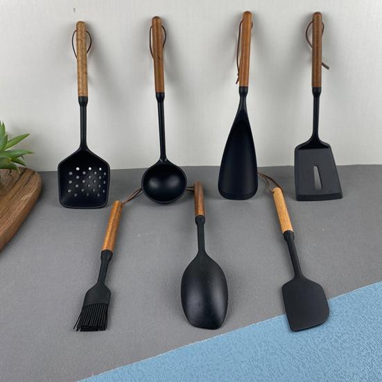 Silicone Cooking Spoon for Nonstick Cookware Heat Resistant Spatula Spoon Slotted Spoon Scraper Kitchen Utensils for Stirring Scooping Serving