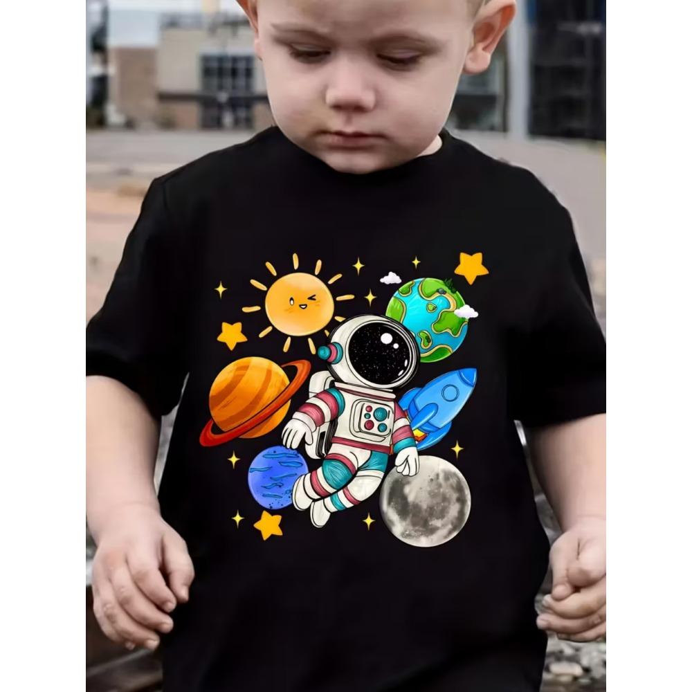 Boys Kids Clothes Stylish Cartoon Space Astronaut Graphic T Shirts Boys Girls Summer Short Sleeve Outdoor Clothes for Children