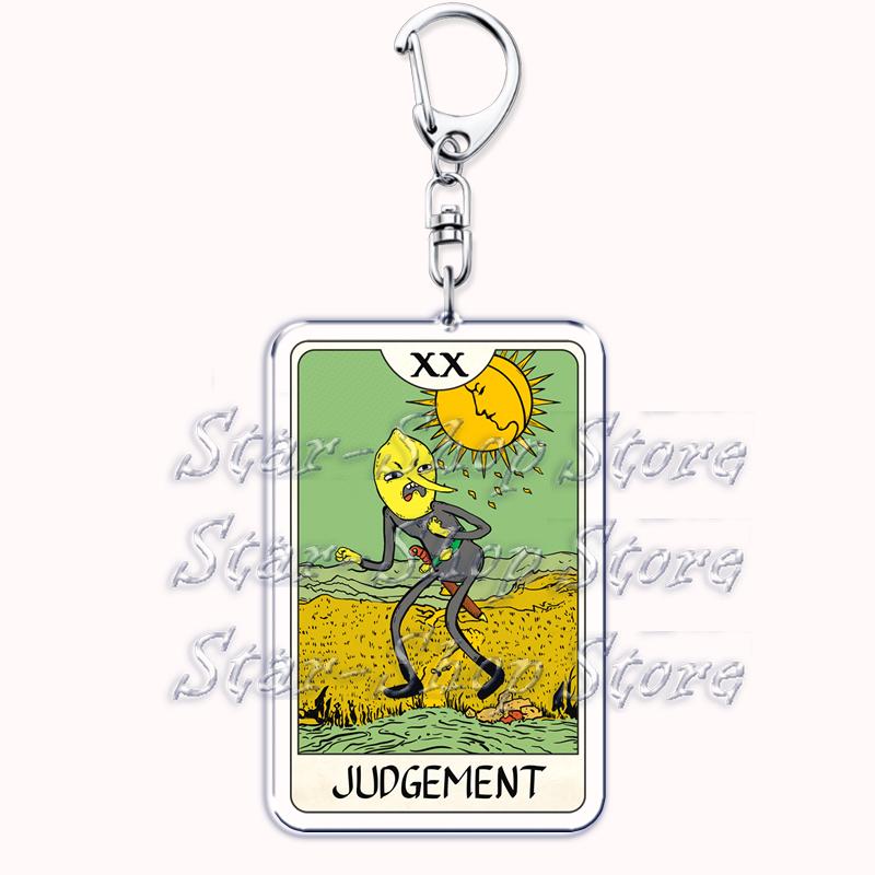 Popular Culture Halloween Tarot Card Keychains for Accessories Moon Luna Death Keyring Jewelry Fans Lovers Friends Reader Gifts