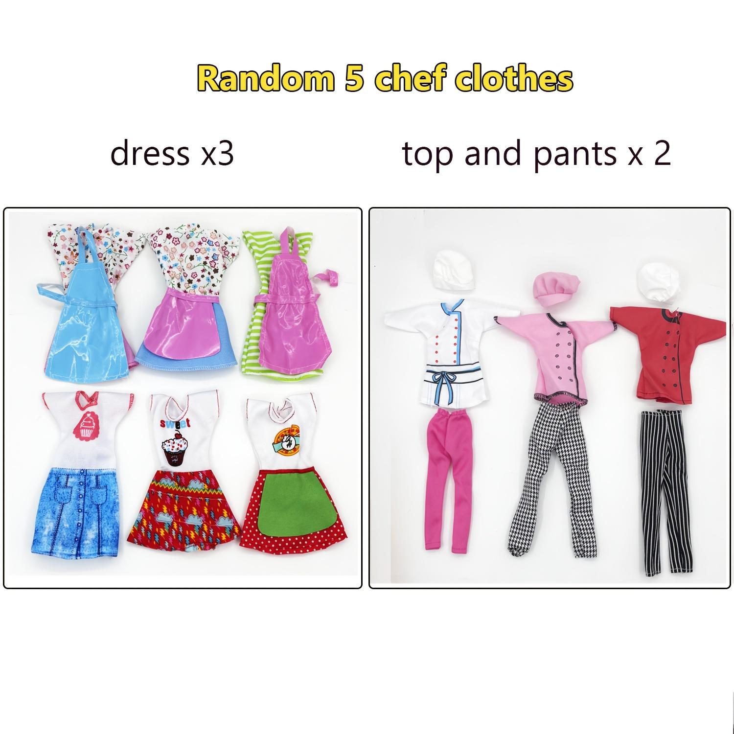 

5 наборов кукол для девочек 11 дюймов, ролевая игра, костюм повара и официанта с шляпой, DIY, милая и модная игра в переодевание