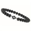 Initial Bracelet for Men and Woman Black Onyx 6mm Beads Bracelet with Letter Relationship Jewelry for Couples Alphabet bracelet