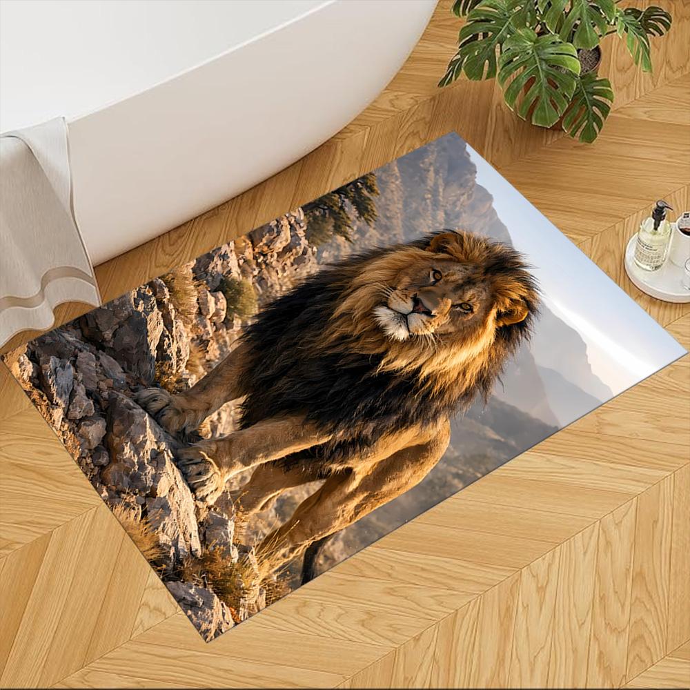 Lion And Cub Bond Non-Slip Home Carpet Design for Office Decor Living Room Bedroom Gift
