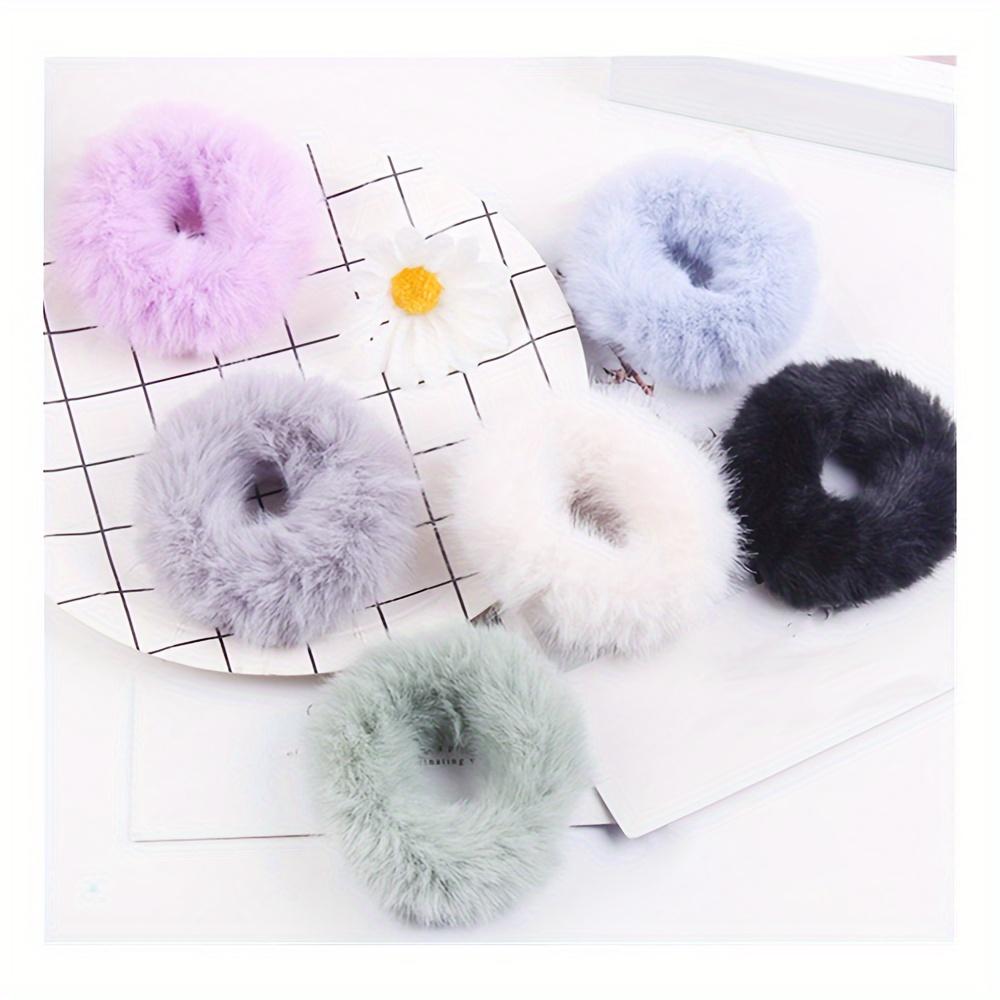 Faux Fur Hair Scrunchies Fur Hair Ties Fuzzy Fur Hair Band Rope Wristband Hair Ring Ponytail Holder Hair Accessories For Women daily uses Multi colore