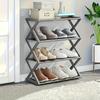 Retro Style 4-Tier Folding Shoe Rack, Space-Saving Storage Organizer for 12 Pairs, No Electricity Required, Foldable Boot Rack for Living Room
