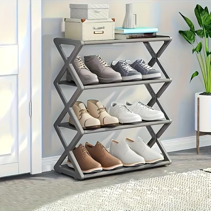 Retro Style 4-Tier Folding Shoe Rack, Space-Saving Storage Organizer for 12 Pairs, No Electricity Required, Foldable Boot Rack for Living Room
