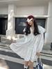 (inner lining + original fabric) white doll skirt women's hollow lace loose skirt autumn dress French dress
