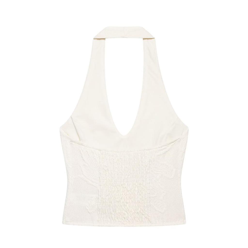 European and American style, new women's clothing, versatile jacquard knot buckle neck collar top 4770/315