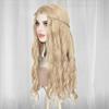 Synthetic Long Blonde Brown Mixed Wavy White Queen Anime Cosplay Wig for Halloween Christmas School Thanksgiving Day