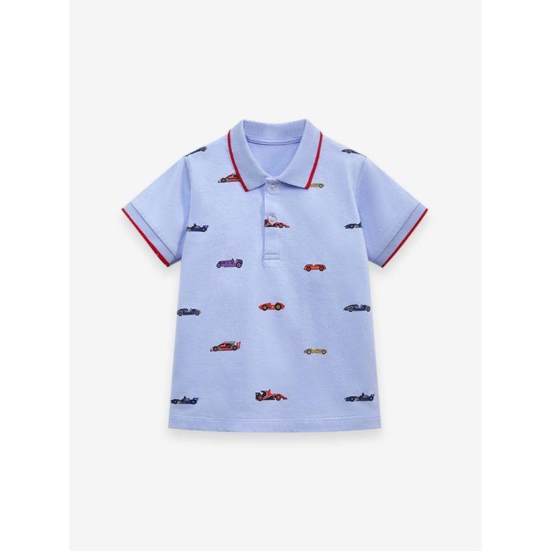 Boys' Blue Short-Sleeved Polo Shirt Baby Racing Lapel Half-Sleeved Kidsren's Pure Cotton T-Shirt Base Shirt Baby Top t