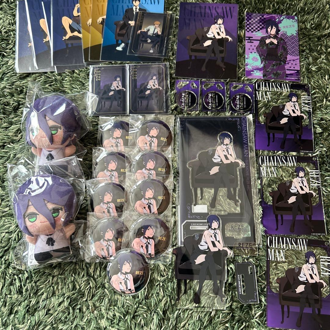 Used Chainsaw Man Reze Goods Set Chibigurumi Acrylic Stand Can Badge Limited Price Reduction