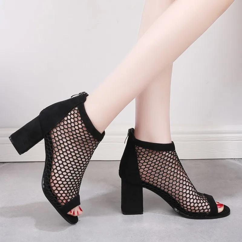 Women's Summer Boots Luxury Platform Ankle Shoes For Women Trend 2024 Comfortable Black Outdoor Fashion Wedge High Heels Sandals