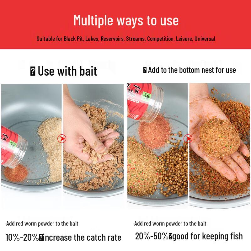 Polvo para Cebo de Pesca Gusano Rojo Diaoyuwang