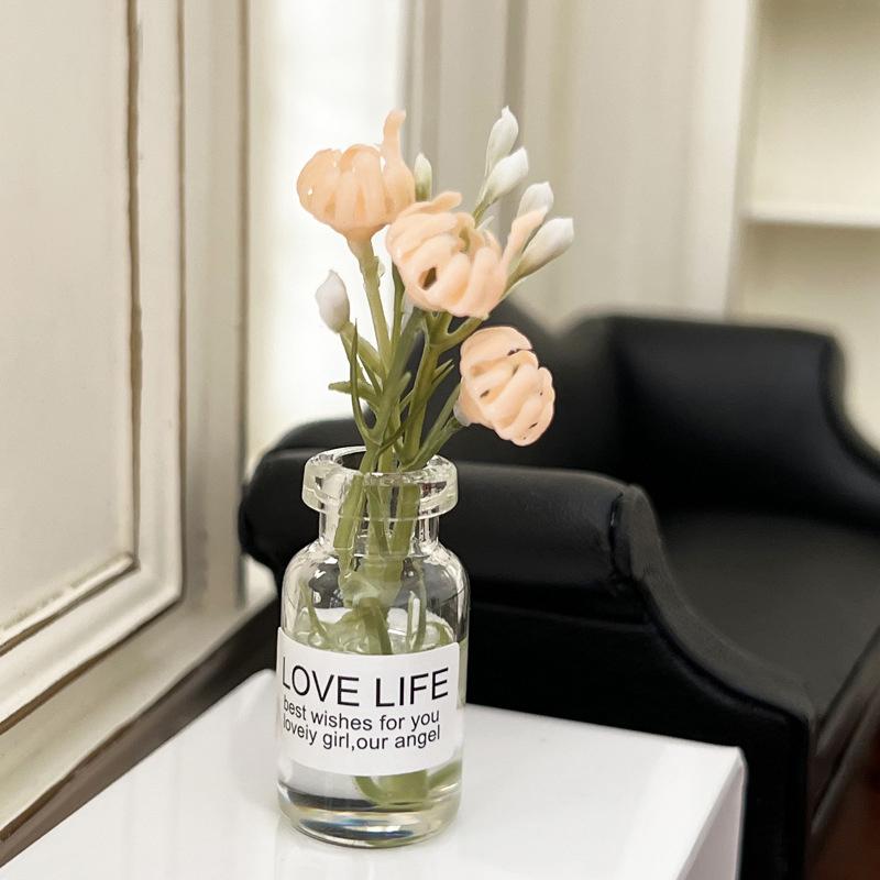 

1:12 Миниатюрная ваза для кукольного домика, цветочная композиция, бутылка, гидропонные растения, декор для дома и сада, аксессуары для кукольного домика