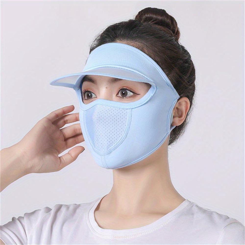 Ice Silk Full Face Mask,Sun Hats for Women UV Protection Thin,Sun Shade Hats for Women Ponytail Summer Cycling Outdoor