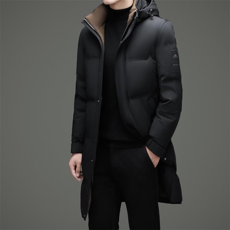 Doudoune à Capuche Mi-Longue pour Homme - Manteau d'Hiver Épais, Chaud et Décontracté