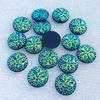 Diy 40pcs 14mm Round Flower Pattern Flat Back Party Decoration Button Lane Stone scrapbook.-A30