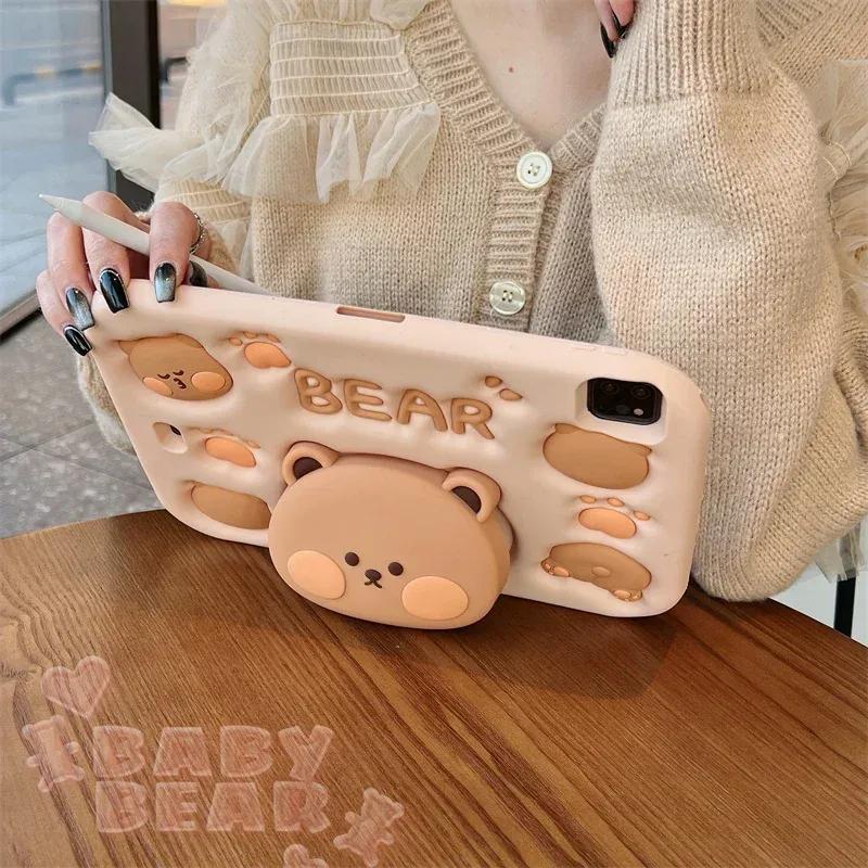 Cute Cartoon bear Case for iPad Pro 11 inch 2022 2021 2020 Silicone Tablet Cover Stand For iPad 9.7 5th 6th 10.2 9th 8th 7th 10 10th ipad mini Funda