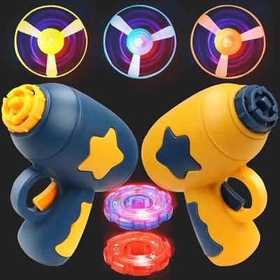 Saucer Launcher Pistol Outdoor Spinning Gun Toys Flying Disc Bamboo Dragonfly Ejection Luminous Gyroscope Gift For The Childrens