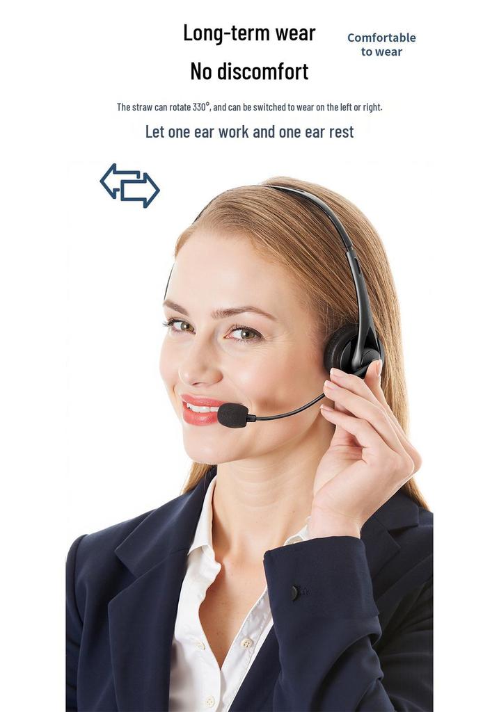 Single-Ear Wired USB Headset with Mic and Customizable Logo