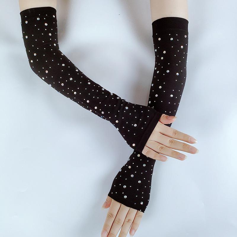 

Летняя защита от солнца Сексуальные кружевные нарукавники для женщин Блестящие сверкающие длинные перчатки без пальцев для вождения Дышащие сетчатые рукава