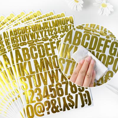 2+4cm Gold Stamping Letter Sticker Graduation Cap DIY Waterproof Self-adhesive Alphanumeric Symbol Silver Stamping Doctoral Hat Sticker