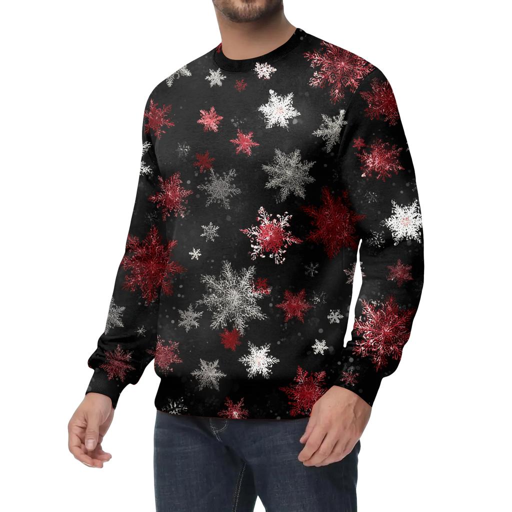 Men's Casual Fashion Printed Round Neck Pullover Sweatshirt