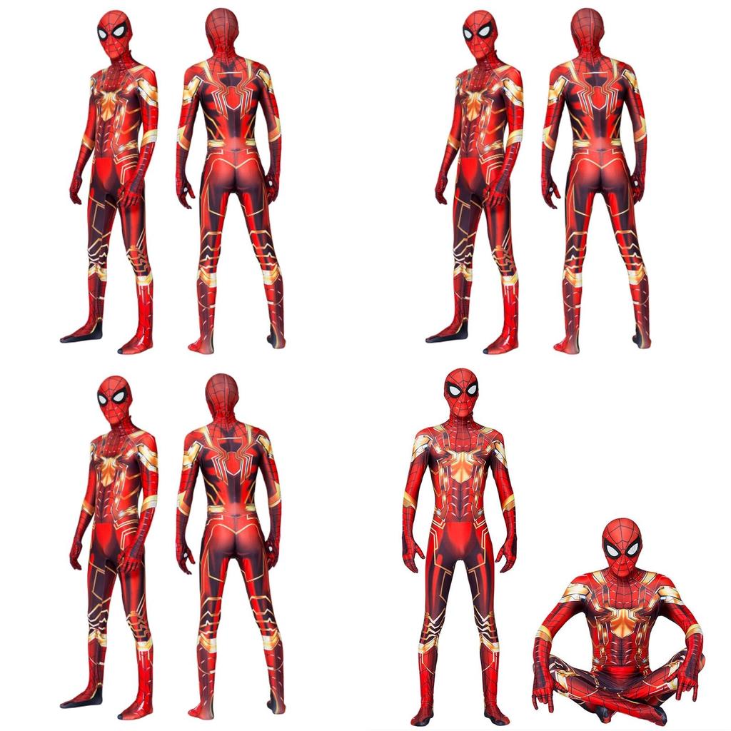 Marvel Steel Spider-man Cosplay Costume Full Body Outfit With Hood