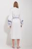 Women's Hijab Dress New Season Fashion Black Magnetic Collar Belted Double Slit Linen Dress