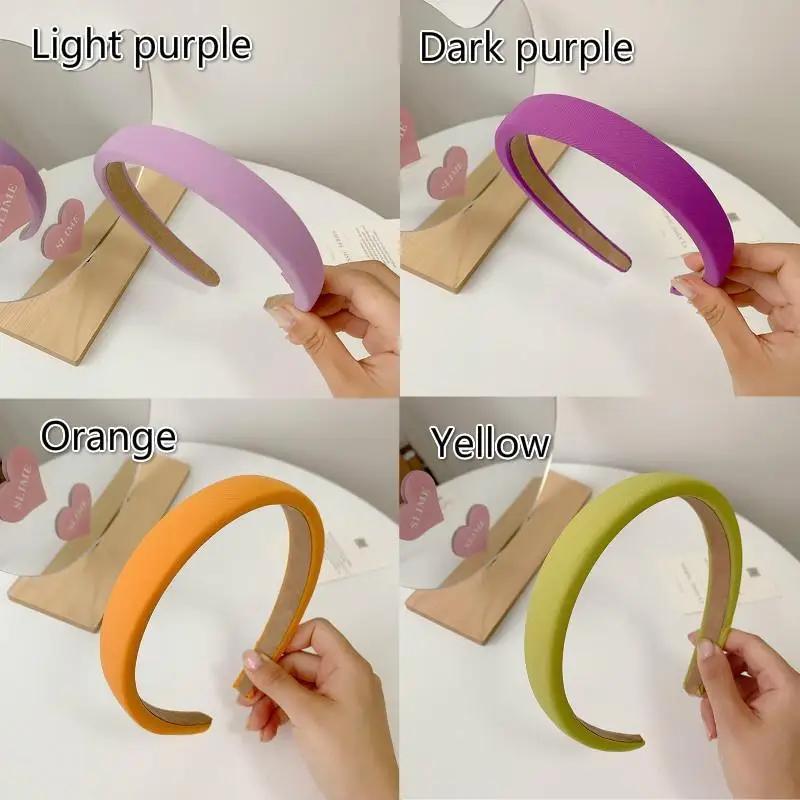 Candy Color Simple Solid Sponge Headband Women Headband Girls Vintage Knit Hair Bands Soft Hairband Elastic Hair Bands