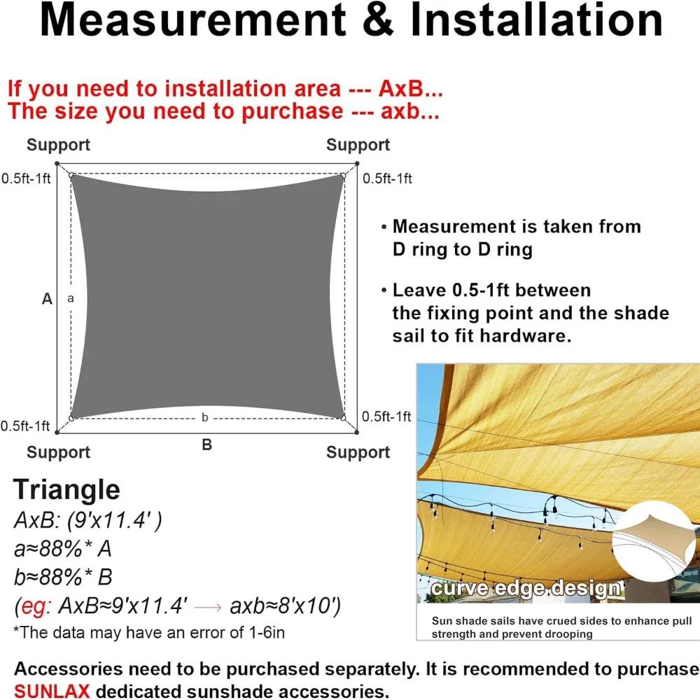 Waterproof Sun Shelter Garden Sun Shade Sail Patio Sunscreen Canopy Anti-UV Square Awning Camping Hiking Tarp with Hardware Kit