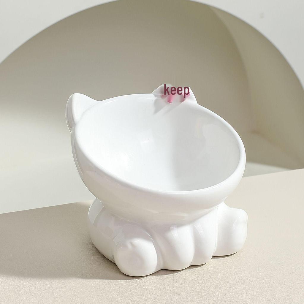 Ceramic Cat Food Bowl - Cute Pet Feeding Dish